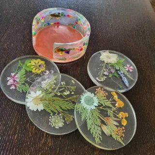 8 Posavasos Resina Flores Secas