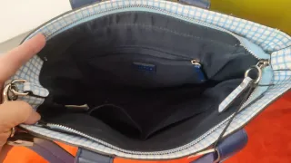 Bolso Parfois Nuevo Cuadros Azul Blanco