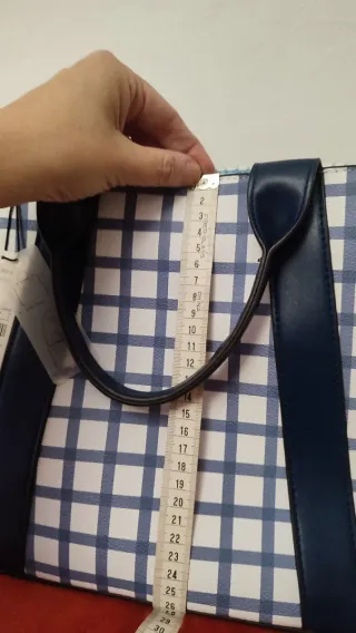 Bolso Parfois Nuevo Cuadros Azul Blanco