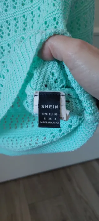 Jersey fino de punto calado color verde agua