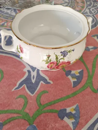 Sopeira Disfer Porcelana Flores Dourado