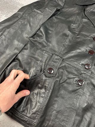 Blazer de cuero negro mujer