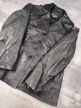 Blazer de cuero negro mujer