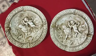 Coppia Piatti Posacenere Ceramica Capodimonte