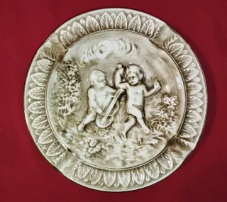 Coppia Piatti Posacenere Ceramica Capodimonte