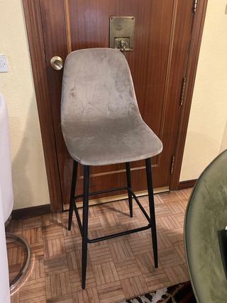 Silla Taburete Alta Terciopelo Beige