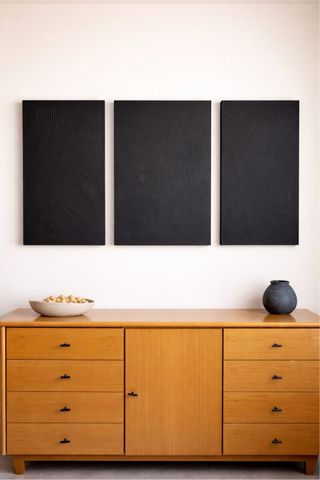 Conjunto tres cuadros lienzos  textura negro