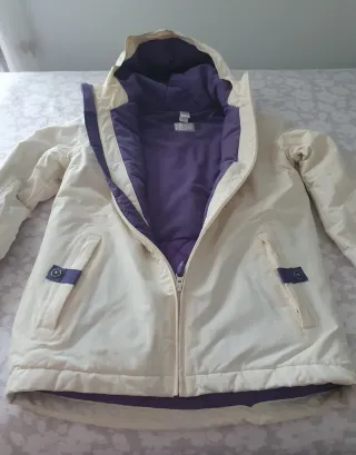 Chubasquero Quechua Talla 14 Beige/Morado