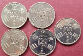 5 Monedas 100 Pesetas España 1982