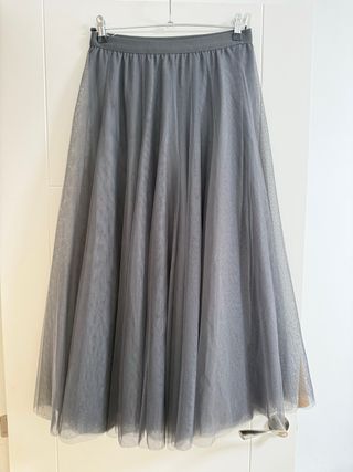 Falda larga tul gris