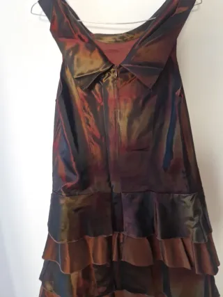 Vestido fiesta marrón y dorado