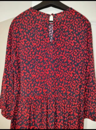 Vestido Zara Estampado Animal Print Rojo Talla Xs