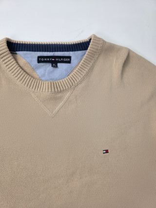 Tommy Hilfiger Beige Knit Sweater Y2K Streetwear