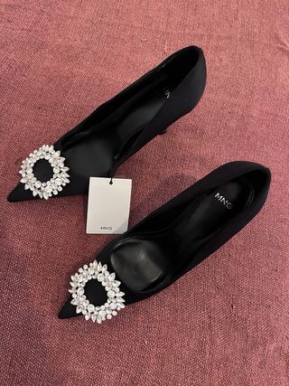 Zapatos Mango tacón joya negros talla 37