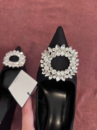 Zapatos Mango tacón joya negros talla 37