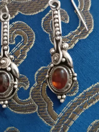Pendientes vintage plata y ámbar