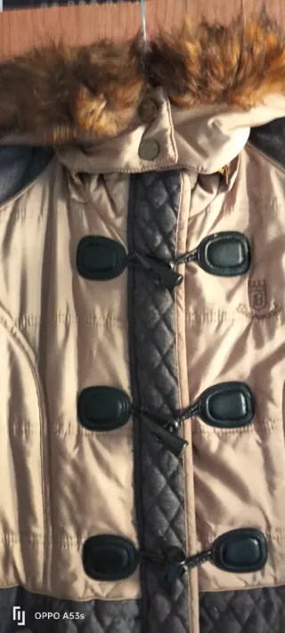 Abrigo largo beige y gris precio boutique 180