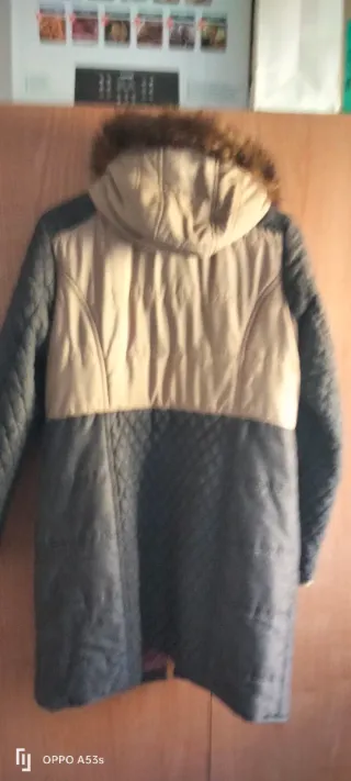 Abrigo largo beige y gris precio boutique 180