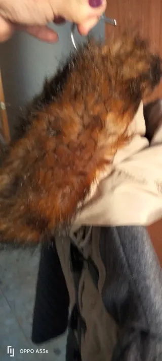 Abrigo largo beige y gris precio boutique 180