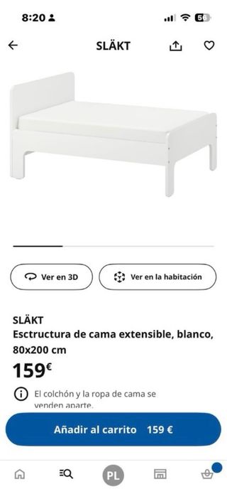 Cama extensible infantil Ikea SLAKT