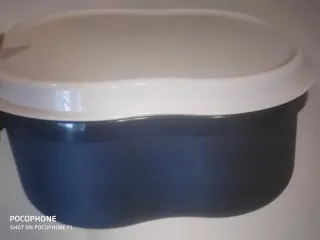 Panera Tupperware Plástico azul y Blanca