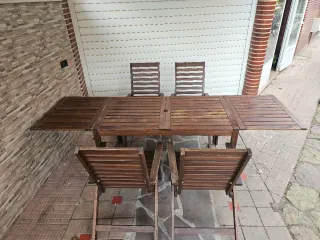 Conjunto mesa y sillas madera jardín