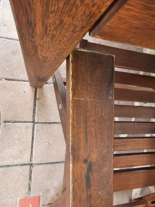 Conjunto mesa y sillas madera jardín