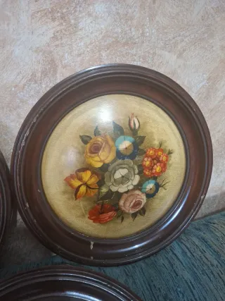 3 Cuadros Antiguos Florales
