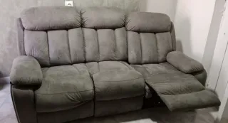 Sofá reclinable gris 3 plazas