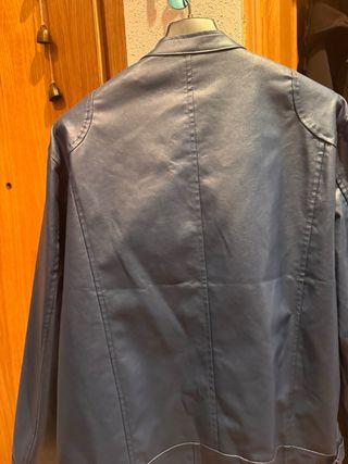 Cazadora Piel Sintética Azul Hombre Talla XXL