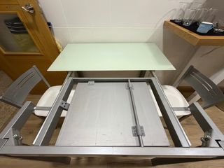 Mesa Cocina Cristal Templado Extensible
