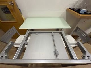 Mesa Cocina Cristal Templado Extensible