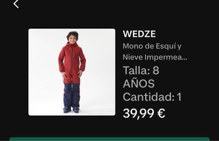 Mono de esquí impermeable 8 años