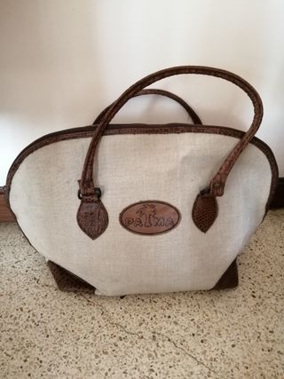 Bolsa de viaje fin de semana beige y marrón