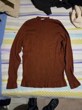 Jersey Zara Marrón Cuello Alto Canalé
