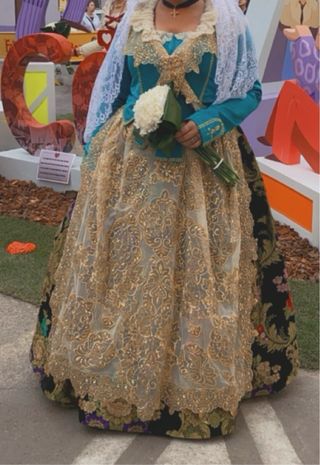 Traje Fallera Adulta XL Negro y Dorado