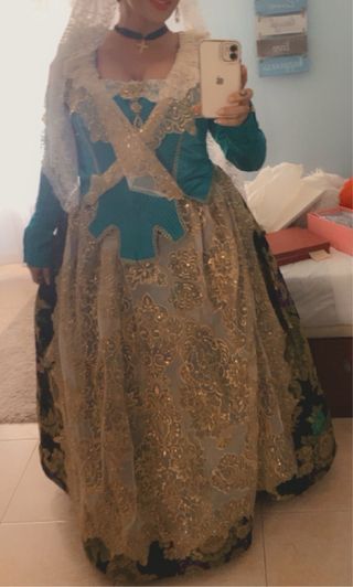 Traje Fallera Adulta XL Negro y Dorado