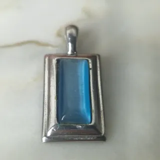 Ciondolo rettangolare blu e argento