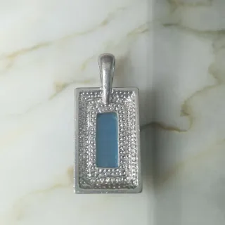 Ciondolo rettangolare blu e argento