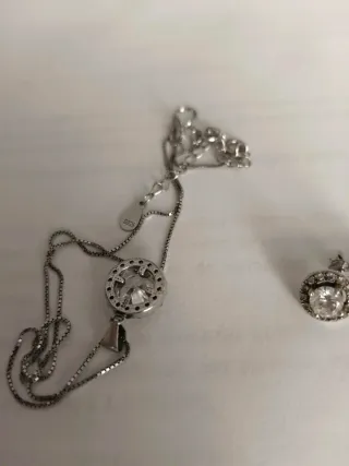 Conjunto Plata Colgante y Pendientes