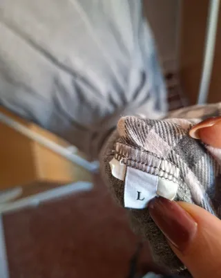 Camisón cuadros gris y rosa