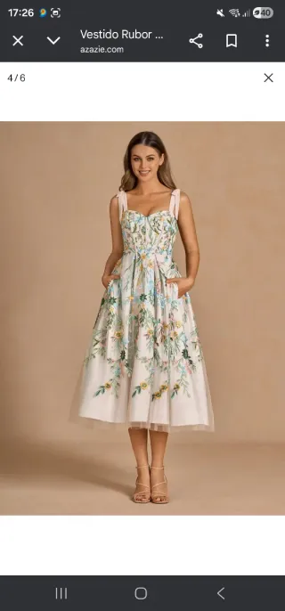 Vestido fiesta con bordado de flores y tul Azazie