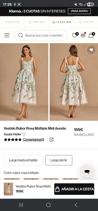 Vestido fiesta con bordado de flores y tul Azazie