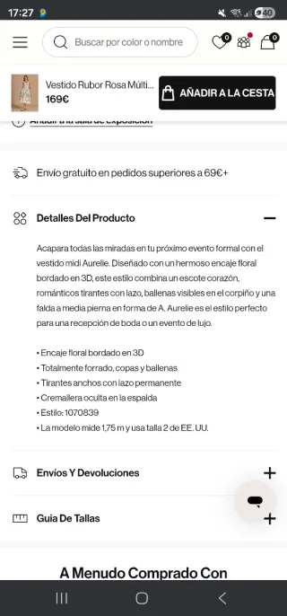 Vestido fiesta con bordado de flores y tul Azazie