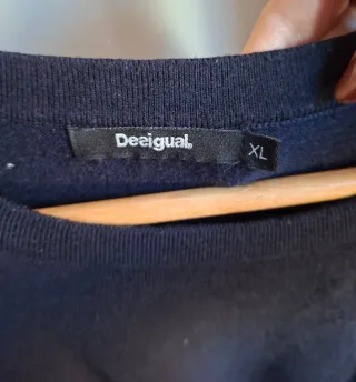 Jersey Desigual azul Bordado Flores Talla XL