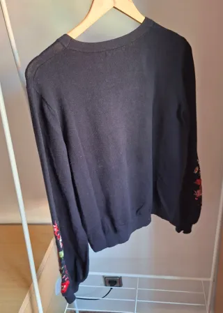 Jersey Desigual azul Bordado Flores Talla XL