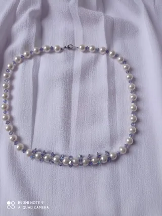 Collana girocollo perle e cristalli artigianale