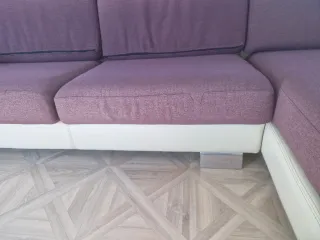 Sofá Chaiselongue Beige y Morado