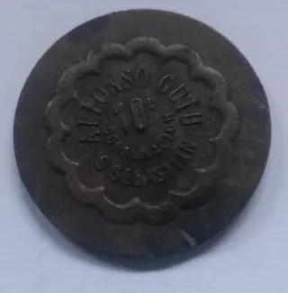 Ficha San Sebastián Alfonso Guiu 10 céntimos