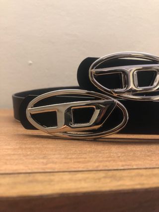 2 Cinture Pelle Diesel Nere Fibbia Argento